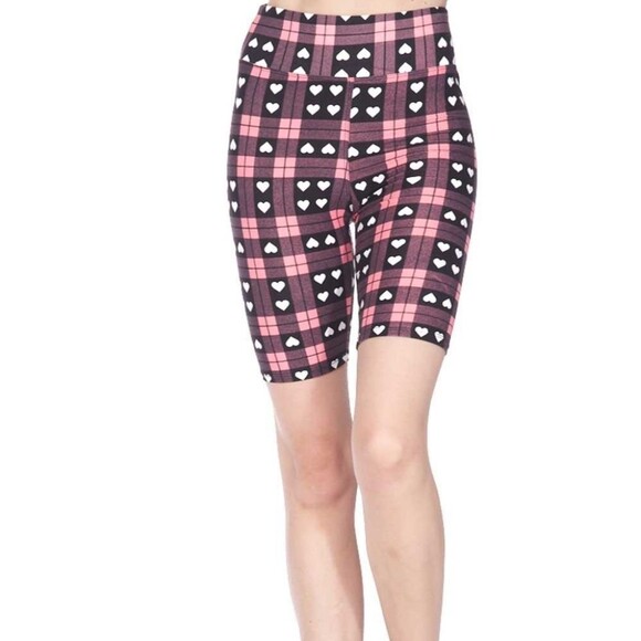 Heart Plaid Biker Shorts [ One Size Plus] - Picture 6 of 9